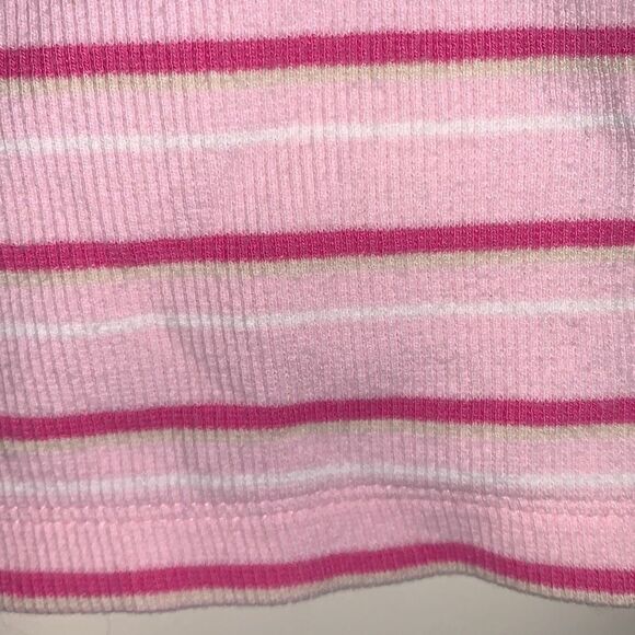 Vintage Pink Striped Stretch Ribbed Baby Tee Size Medium - Picture 3 of 12